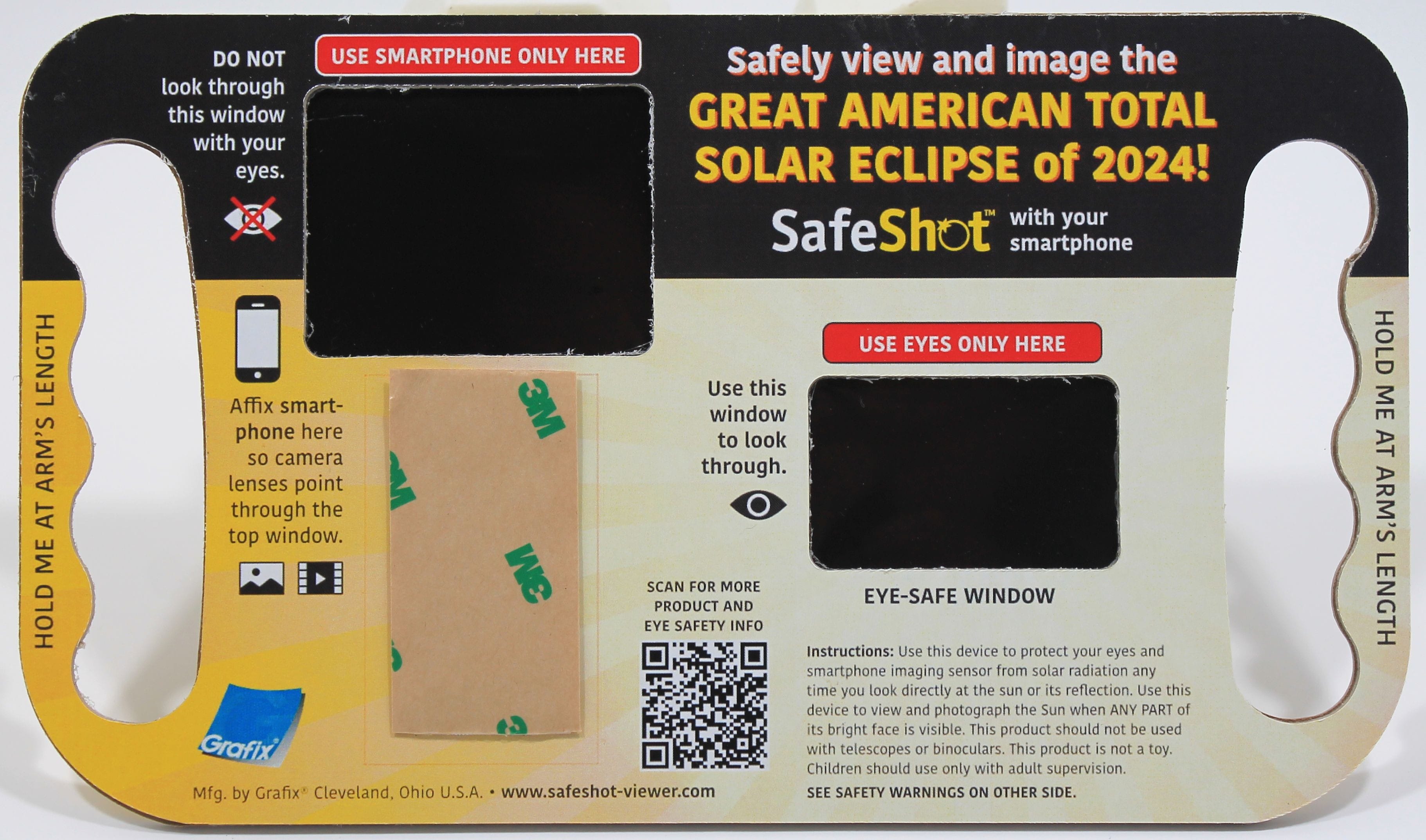 The viewer side of a Safeshot smartphone solar eclipse viewer.